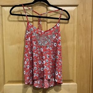 Hollister Floral embroidered tank top small flowy